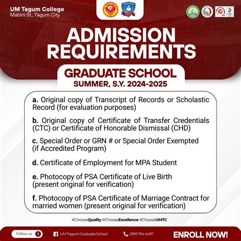 Admission Requirements – UM TAGUM COLLEGE .